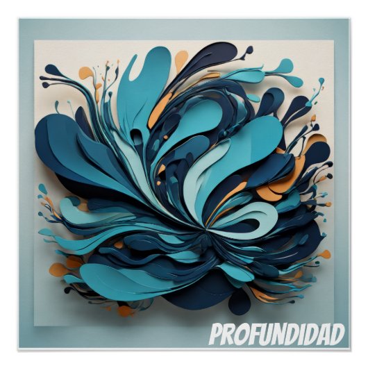 Arte Abstracto Marino Profundidad Azul ポスター (正面)