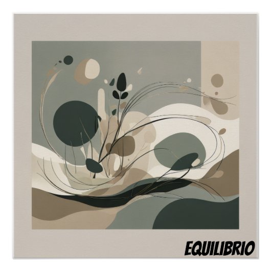Arte Abstracto Minimal Equilibrio Natural ポスター (正面)