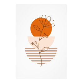Arte boho flor en un atardecer フォトプリント           