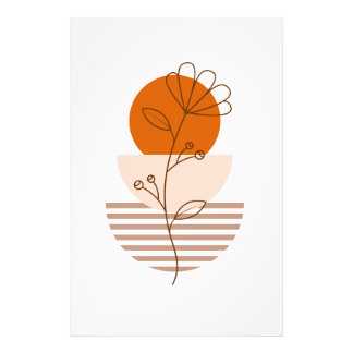 Arte boho flor en un atardecer フォトプリント           