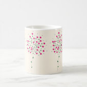 Arte Botânica Harmônica com Flores Rosas e Folhas コーヒーマグカップ (中央)