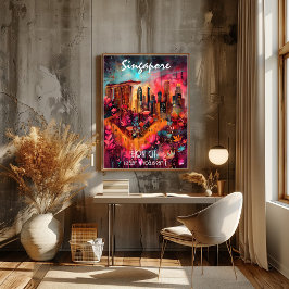 Arte Contemporáneo en Colores Vibrantes - Singapur ポスター