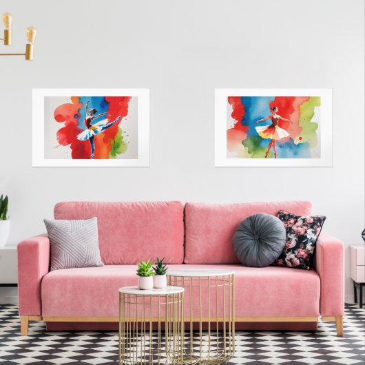 Arte en Acuarela de Danza y Elegancia (リビング)