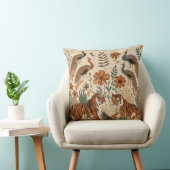 arte exótico de tigres y pavos  floral bohemio クッション (椅子)