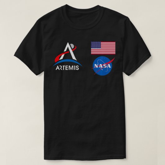 Artemisミッション1宇宙飛行士パッチフロントとBa Tシャツ (デザイン正面)