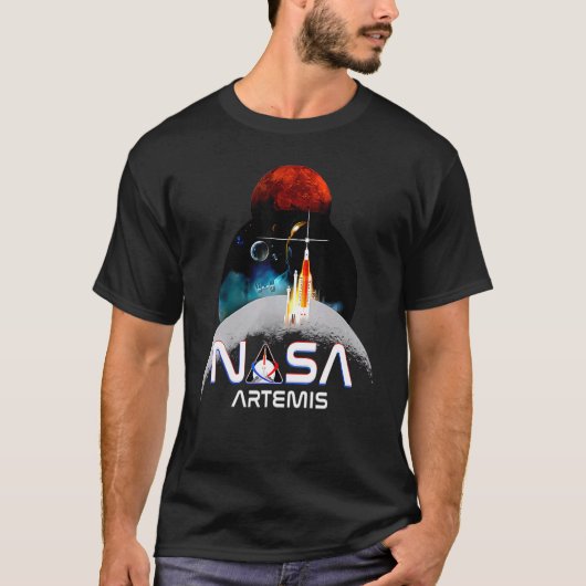 Artemis 1 SLS Rocket Launch Mission To The Moon An Tシャツ (正面)