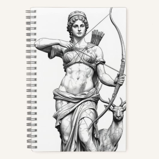 Artemis Goddess Mythology Line Art Notebook ノートブック (正面)
