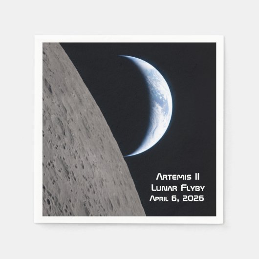 Artemis II 月フライバイ スタンダードカクテルナプキン (正面)