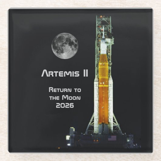 Artemis II Moon Mission ガラスコースター (正面)