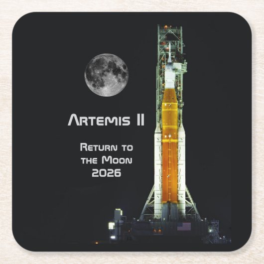 Artemis II Moon Mission スクエアペーパーコースター (正面)