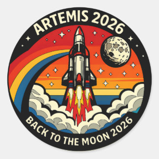 Artemis II Moon Mission 2026 Poster | NASA Rocket ラウンドシール