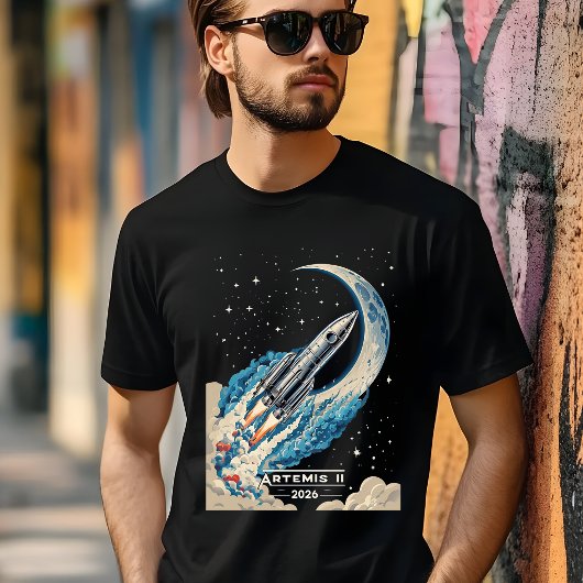 Artemis II NASA Moon Mission Cosmic Rocket Art Tシャツ