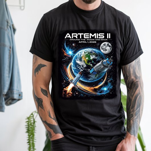 Artemis II NASA Moon Mission Cosmic Rocket Tee Tシャツ
