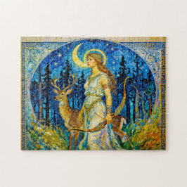 Artemis with Deer and Bow in a Starry Forest Night ジグソーパズル