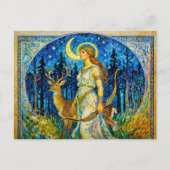 Artemis with Deer and Bow in a Starry Forest Night ポストカード (正面)