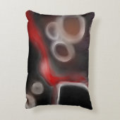Arterial Motif:抽象芸術ブラック、ホワイト、レッド アクセントクッション (裏面(縦))