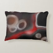 Arterial Motif:抽象芸術ブラック、ホワイト、レッド アクセントクッション (裏面)