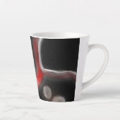 Arterial Motif:抽象芸術ブラック、ホワイト、レッド カフェラテマグ (右)