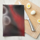 Arterial Motif:抽象芸術ブラック、ホワイト、レッド キッチンタオル (四つ折り)