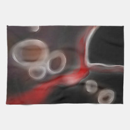 Arterial Motif:抽象芸術ブラック、ホワイト、レッド キッチンタオル