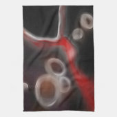 Arterial Motif:抽象芸術ブラック、ホワイト、レッド キッチンタオル (縦)