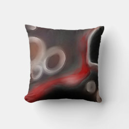Arterial Motif:抽象芸術ブラック、ホワイト、レッド クッション