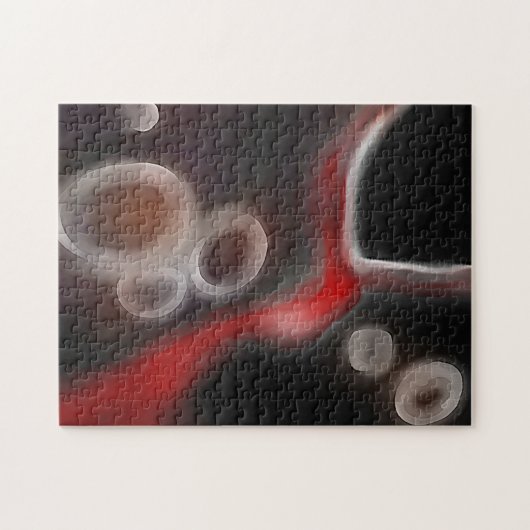 Arterial Motif:抽象芸術ブラック、ホワイト、レッド ジグソーパズル (横)