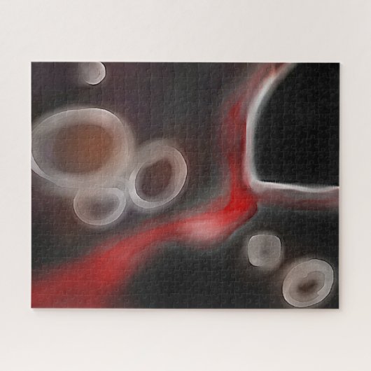 Arterial Motif:抽象芸術ブラック、ホワイト、レッド ジグソーパズル (横)