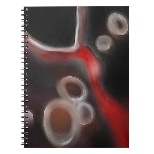 Arterial Motif:抽象芸術ブラック、ホワイト、レッド ノートブック (正面)