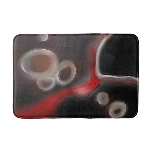 Arterial Motif:抽象芸術ブラック、ホワイト、レッド バスマット (正面)