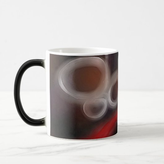 Arterial Motif:抽象芸術ブラック、ホワイト、レッド モーフィングマグカップ (左)