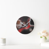Arterial Motif:抽象芸術ブラック、ホワイト、レッド ラウンド壁時計 (ホーム)