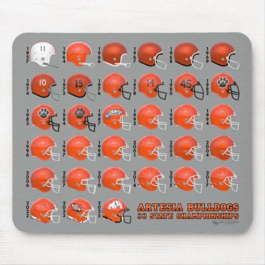 Artesia Bulldogs State Champs Helmet Mousepad マウスパッド (正面)