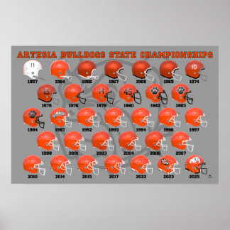 Artesia Bulldogs State Champs Helmet Poster ポスター