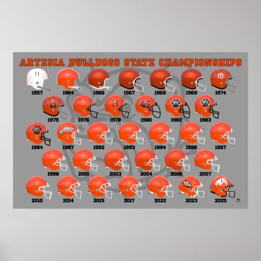 Artesia Bulldogs State Champs Helmet Poster ポスター (正面)