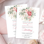 Artful Blush Rose Gold Botanical Wedding Invite 招待状