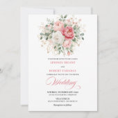 Artful Blush Rose Gold Botanical Wedding Invite 招待状 (正面)