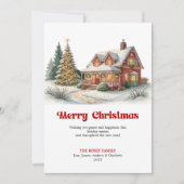 Artful Christmas scene cute festive home greeting シーズンカード (正面)