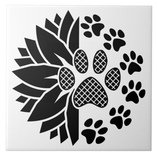 Artful Paw Print Tile Design With Nature Elements タイル (正面)