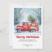 Artful Rustic Red Truck Holiday Scene Greeting  シーズンカード (正面)