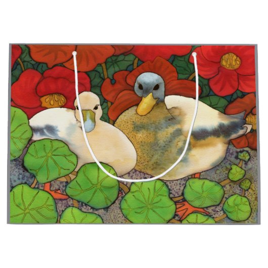 Arthur and Mabel Ducks and Nasturtiums Gift Bag ラージペーパーバッグ (正面)