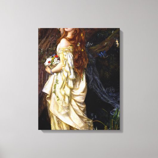 ARTHUR HUGHES - OPHELIA - c.1863 - Pre-Raphaelites キャンバスプリント (正面)