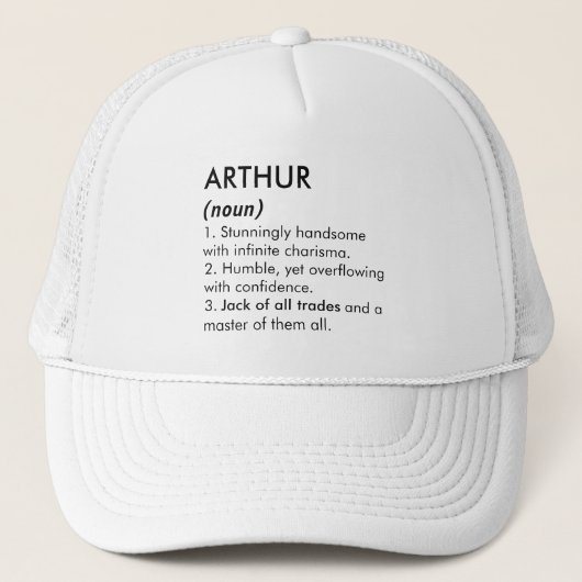 Arthur name, Editable name, Custom name キャップ (正面)