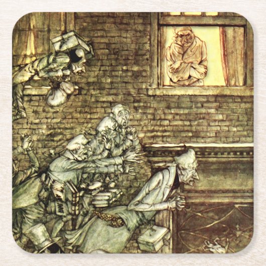 Arthur Rackham - A Christmas Carol -幽霊たち スクエアペーパーコースター (正面)