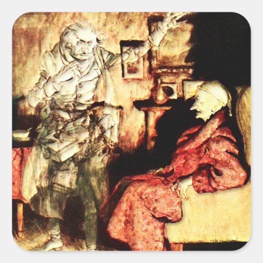 Arthur Rackham - A Christmas Carol - Scrooge スクエアシール (正面)
