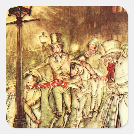 Arthur Rackham - A Christmas Carol - Street スクエアシール (正面)