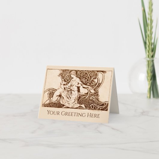 Arthur Rackham, Lady and Dogs サンキューカード (正面)