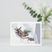 Arthur Thiele – 猫たちがクリスマスツリーを持ち帰る シーズンポストカード (スタンド正面)