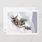 Arthur Thiele – 猫たちがクリスマスツリーを持ち帰る シーズンポストカード (正面/裏面)