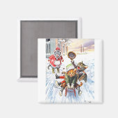 Arthur Thiele – 猫たちが下り坂の雪そりへ マグネット (正面/裏面)